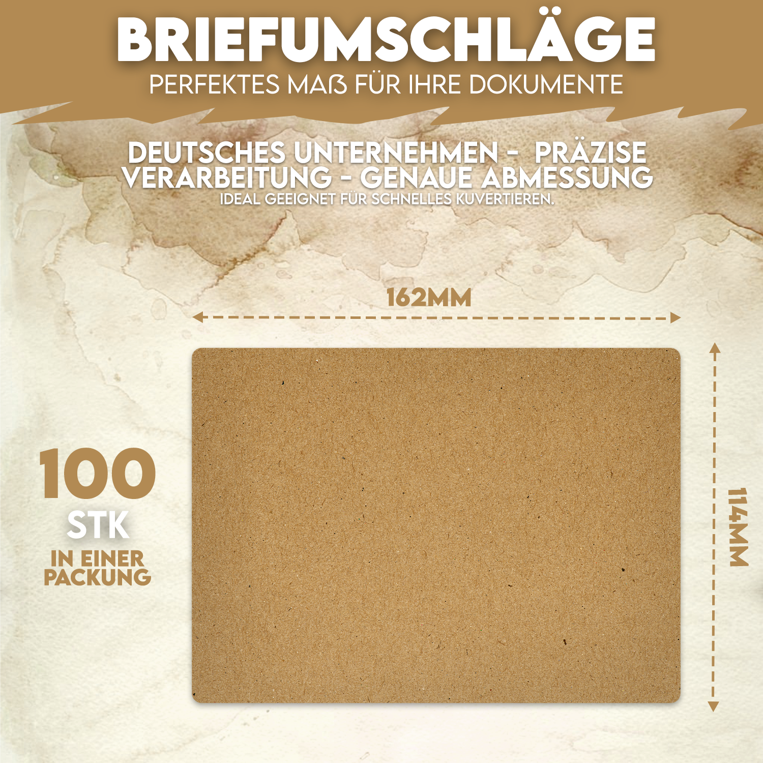 100 Briefumschläge C6 Kraft Papier