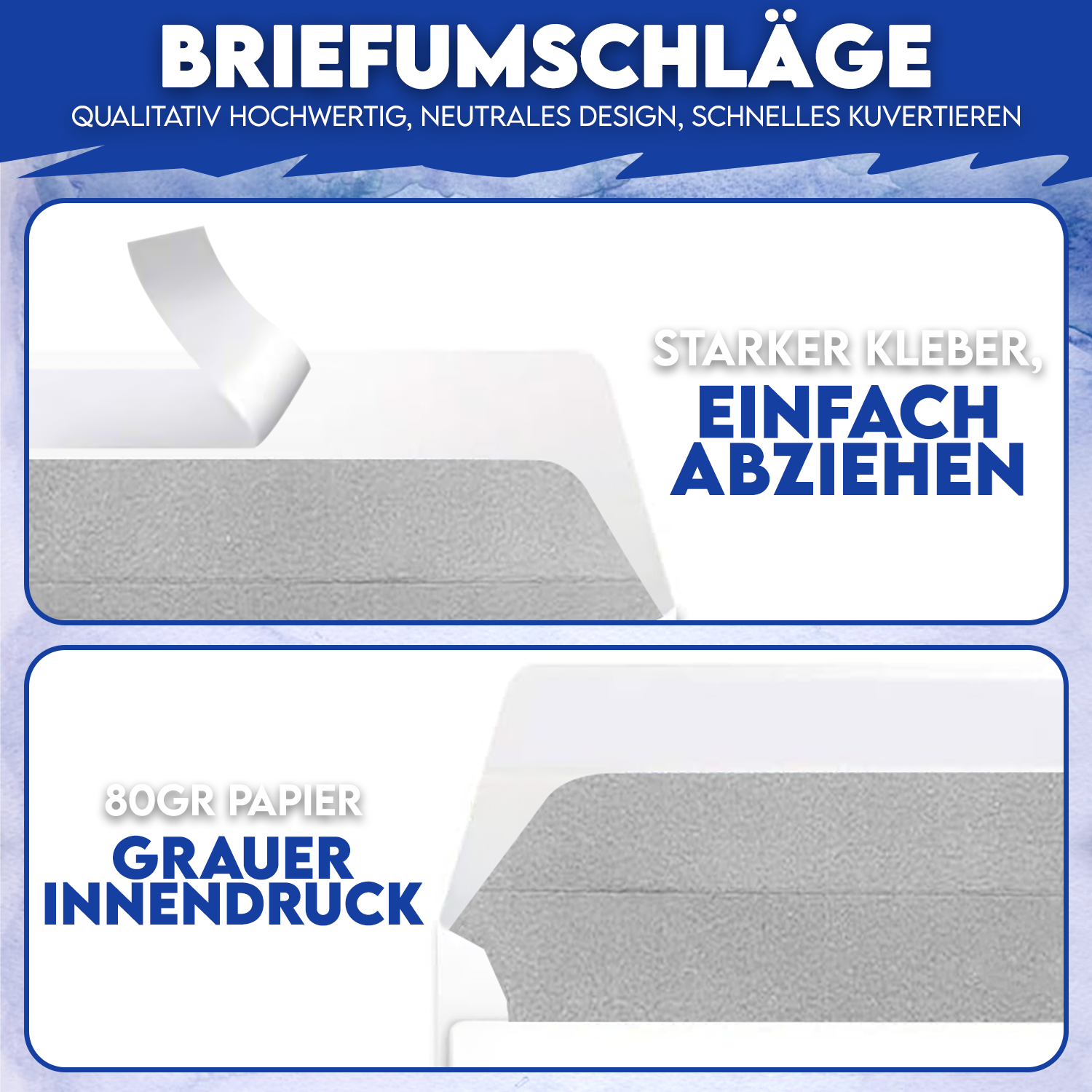 1000 Briefumschläge DIN Lang - 110x220 - 80gr - OHNE Fenster